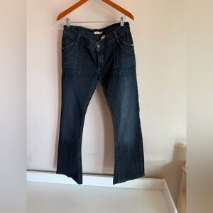 Levis 504 Slouch Flare Jeans Dark Wash Low Rise Denim Blue Women Size 11 M